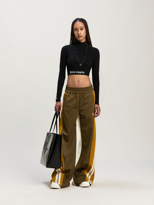 Sport cropped mock top with logo band PALM ANGELS Sport cropped mock top with logo band BLACK - WHITE PWVO014C99FAB002
