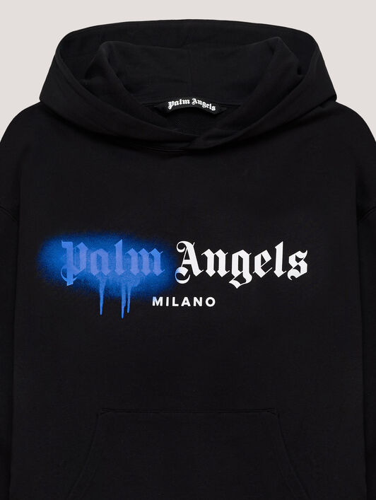 PALM ANGELS Spray City Milan Hoodie Black/Blue PMBB17DT26FLE004