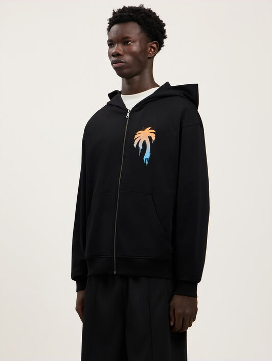 PALM ANGELS I Love PA Zipped Hoodie BLACK WHITE PMBE029S26FLE001
