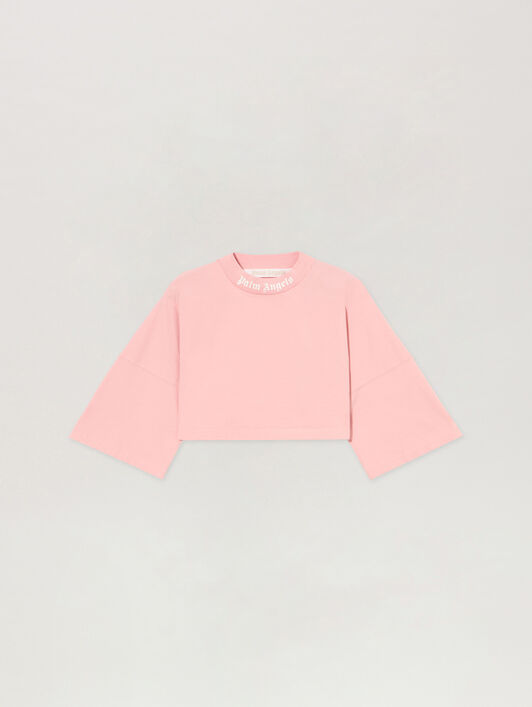 PALM ANGELS Classic Logo Mini T-Shirt PINK OFF WHITE PWAA054S26JER002