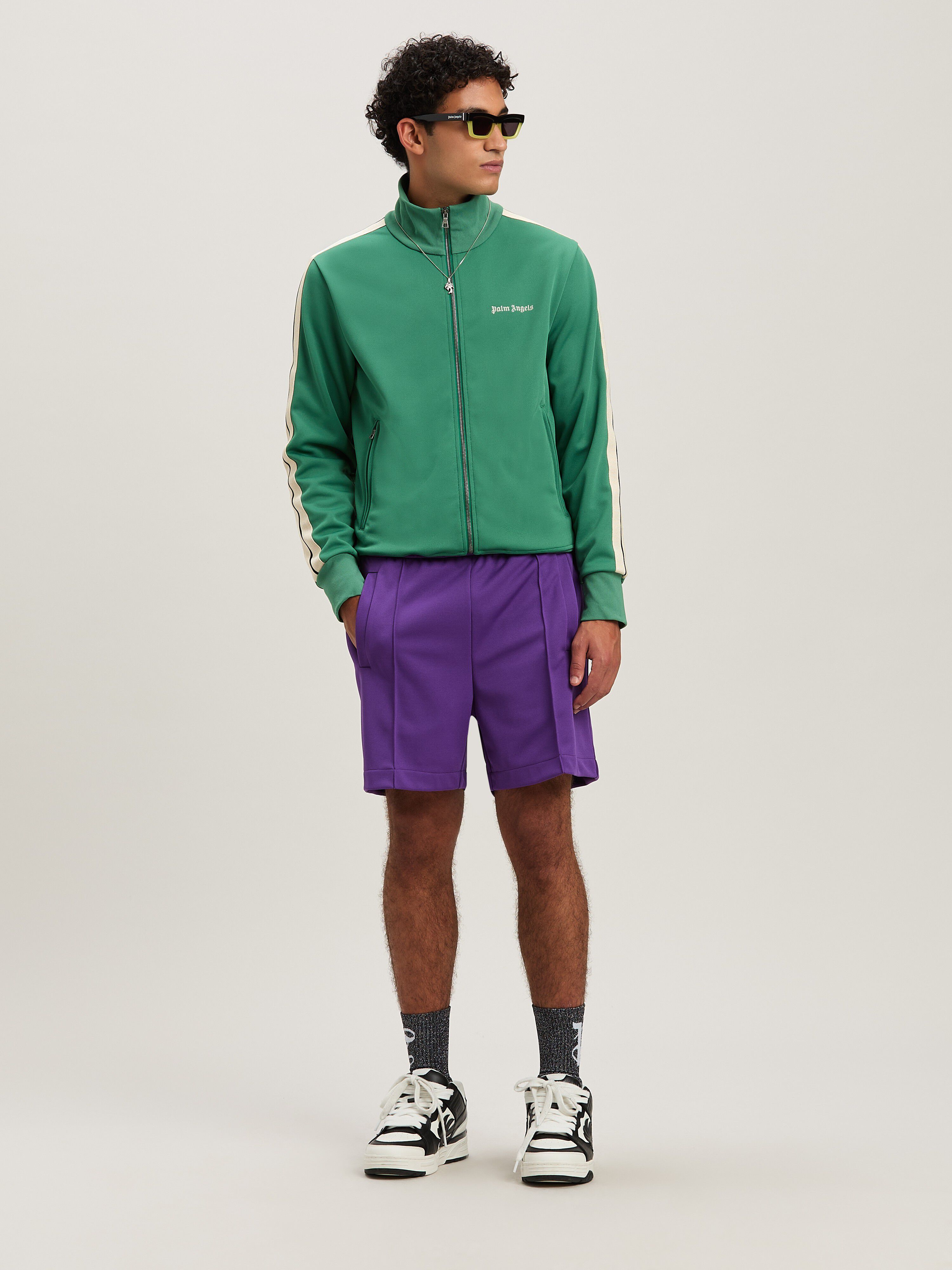PALM ANGELS  Trainingsjacke mit eingesticktem Logo FOREST GREEN - OFF WHITE PMBD058S25FAB001