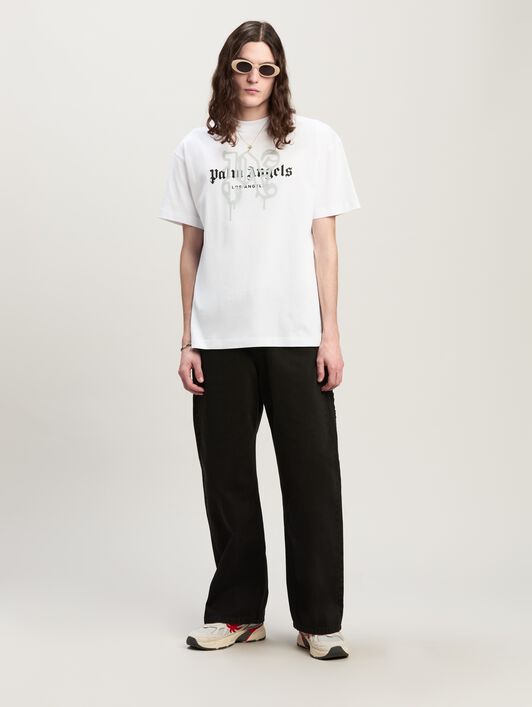 PALM ANGELS Monogram Spray City T-Shirt Los Angels WEIß PMAA001C99JER025