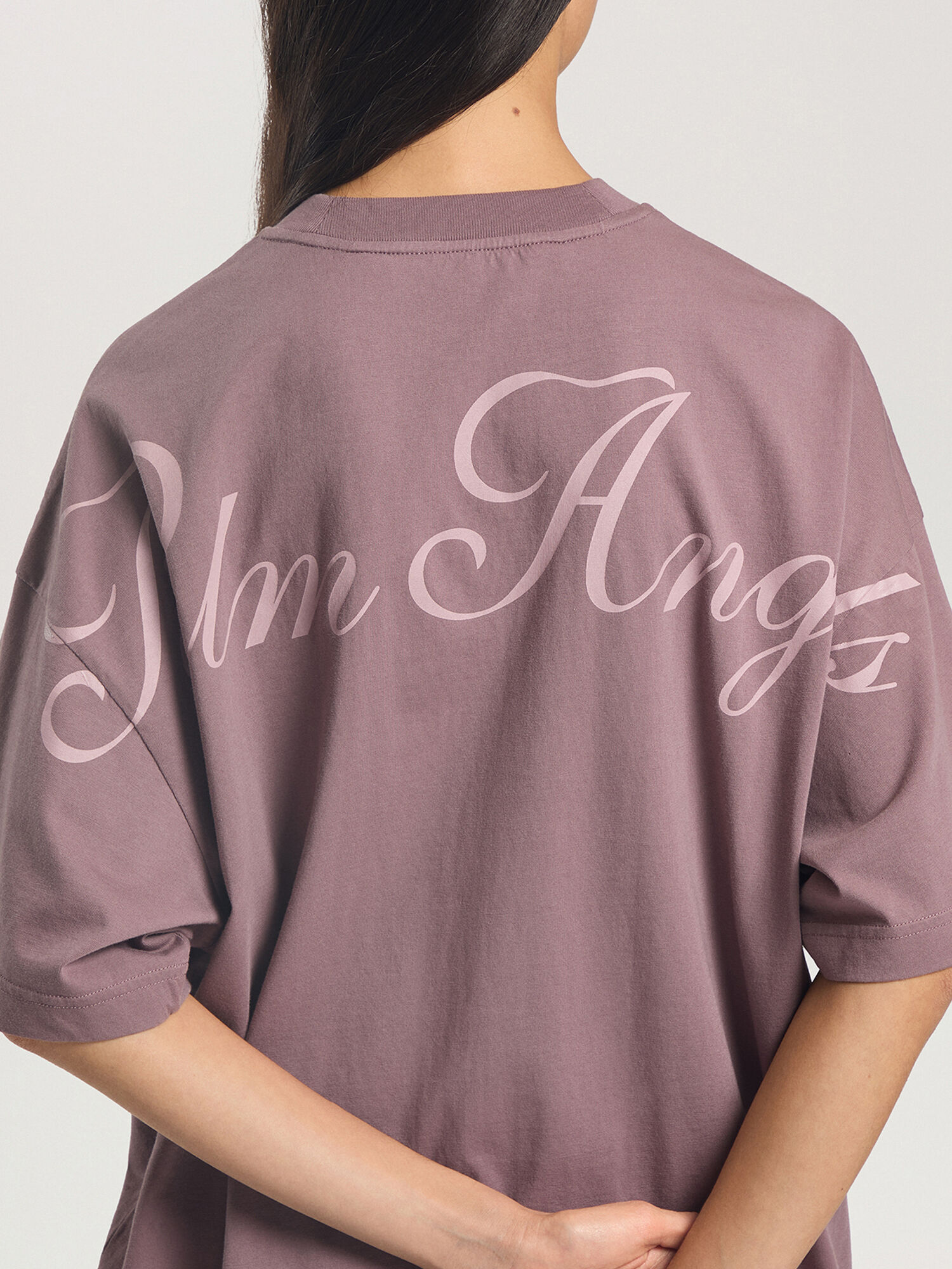 Palm Sway Loose T-Shirt PALM ANGELS Palm Sway Loose T-Shirt MAUVE - OFF WHITE PAWAA05F26JR01