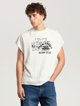 PALM ANGELS Surf Club Regular T-Shirt OFF WHITE - BLACK PAMAA07F26JR01