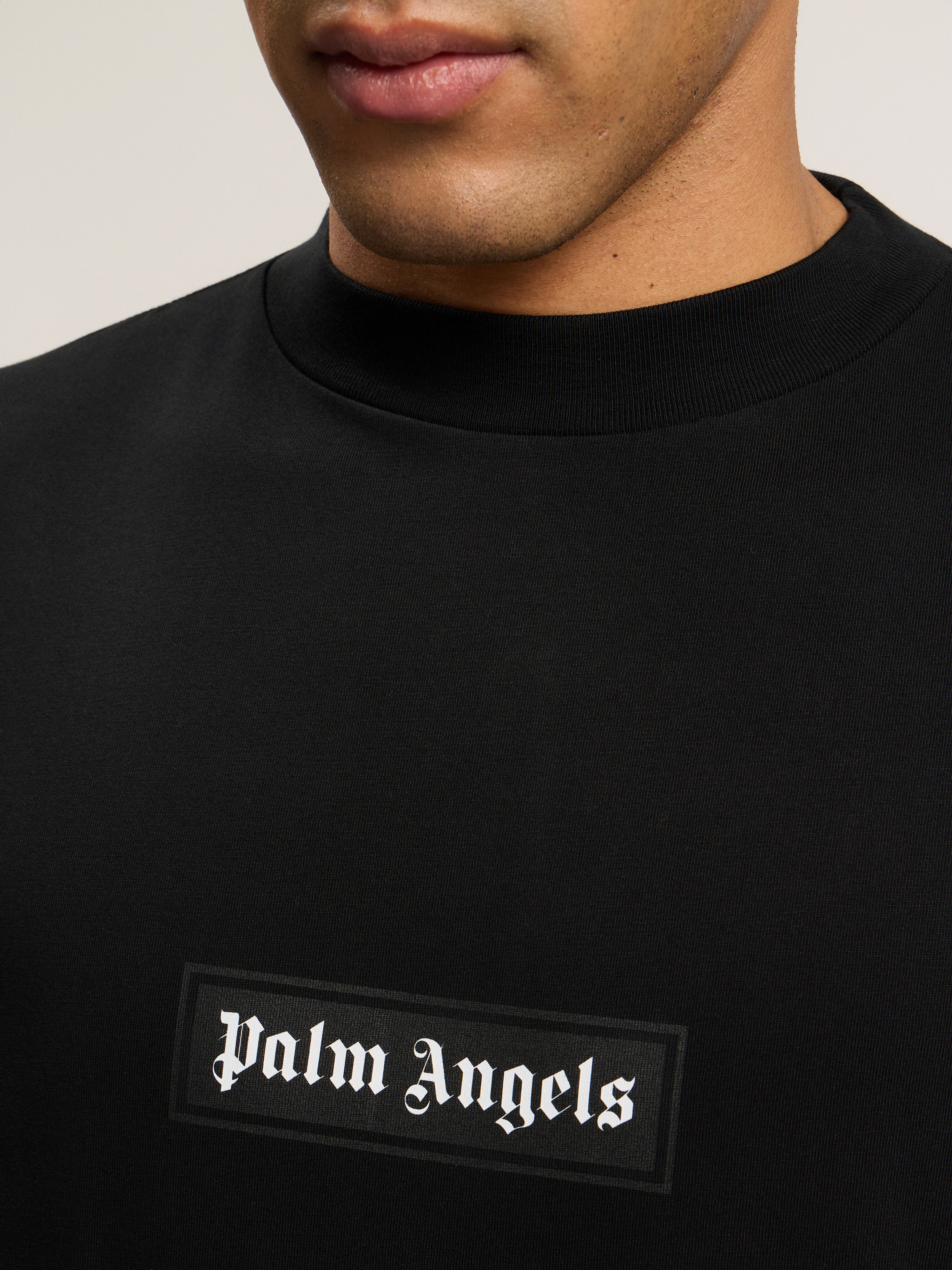 PALM ANGELS Box Logo T-Shirt BLACK - WHITE PMAA001C99JER032