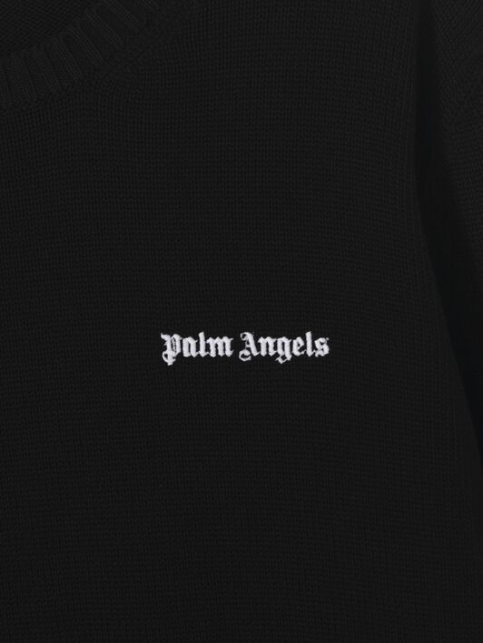 PALM ANGELS  Strickpullover mit eingesticktem Logo BLACK - OFF WHITE PMHE027C99KNI002