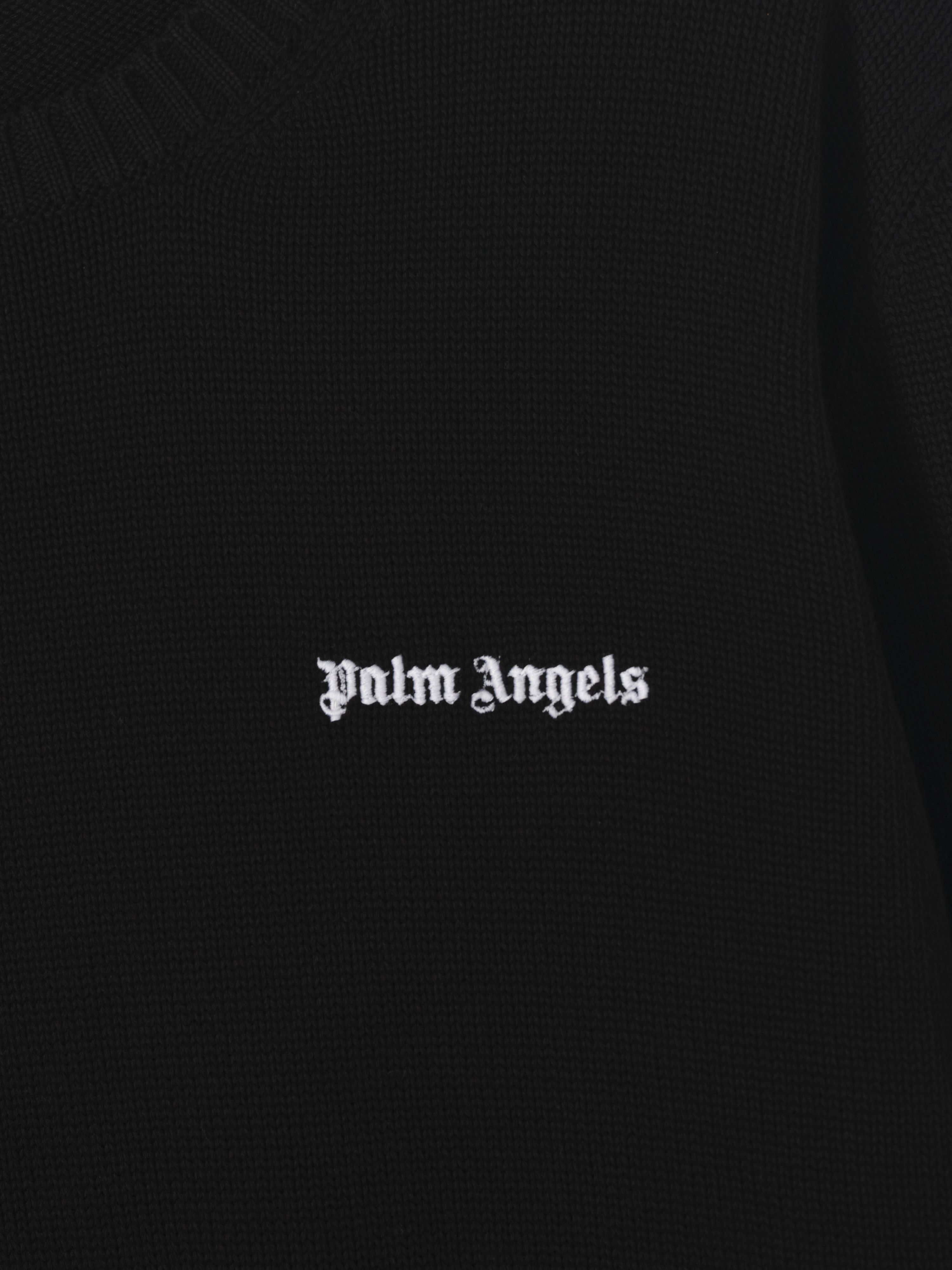 PALM ANGELS  Strickpullover mit eingesticktem Logo BLACK - OFF WHITE PMHE027C99KNI002