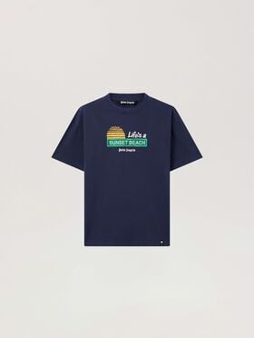 PALM ANGELS Sunset Signal Regular T-Shirt NAVY BLUE - GREEN PAMAA01W26JR11