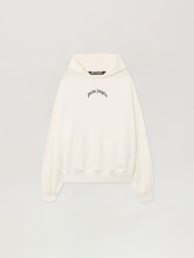 PALM ANGELS Back Curved Logo Loose Hoodie OFF WHITE - BLACK PMBB17EF25FLE004
