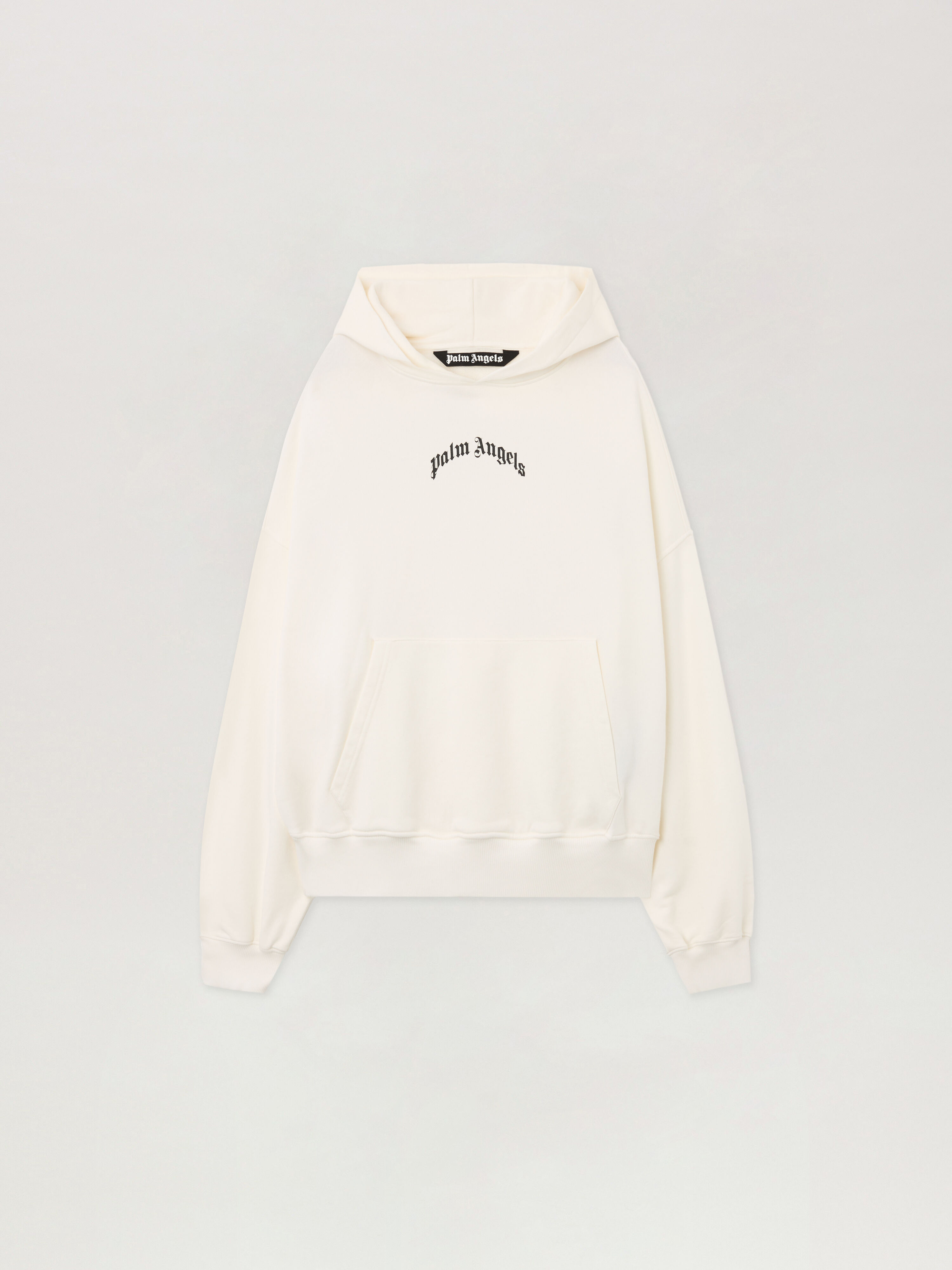 PALM ANGELS Back Curved Logo Loose Hoodie OFF WHITE - BLACK PMBB17EF25FLE004