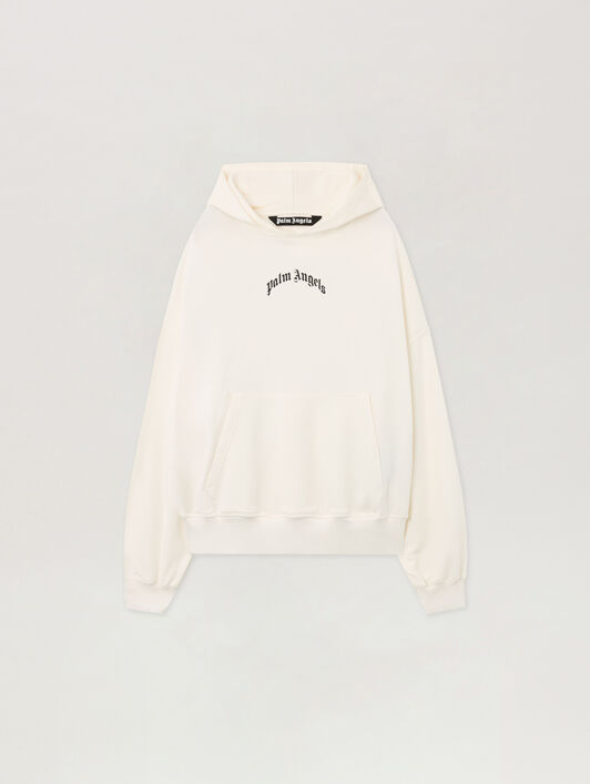 Back Curved Logo Loose Hoodie PALM ANGELS Back Curved Logo Loose Hoodie OFF WHITE - BLACK PMBB17EF25FLE004