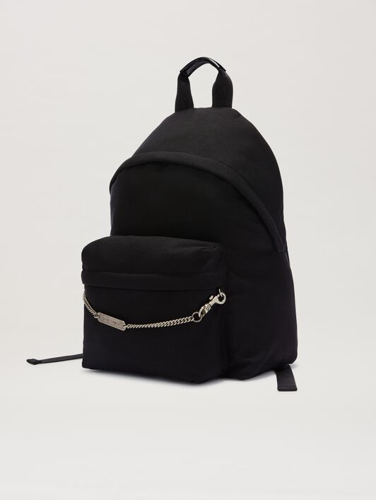 PALM ANGELS  Metallic Logo Plate Backpack BLACK PMNB026S25FAB001