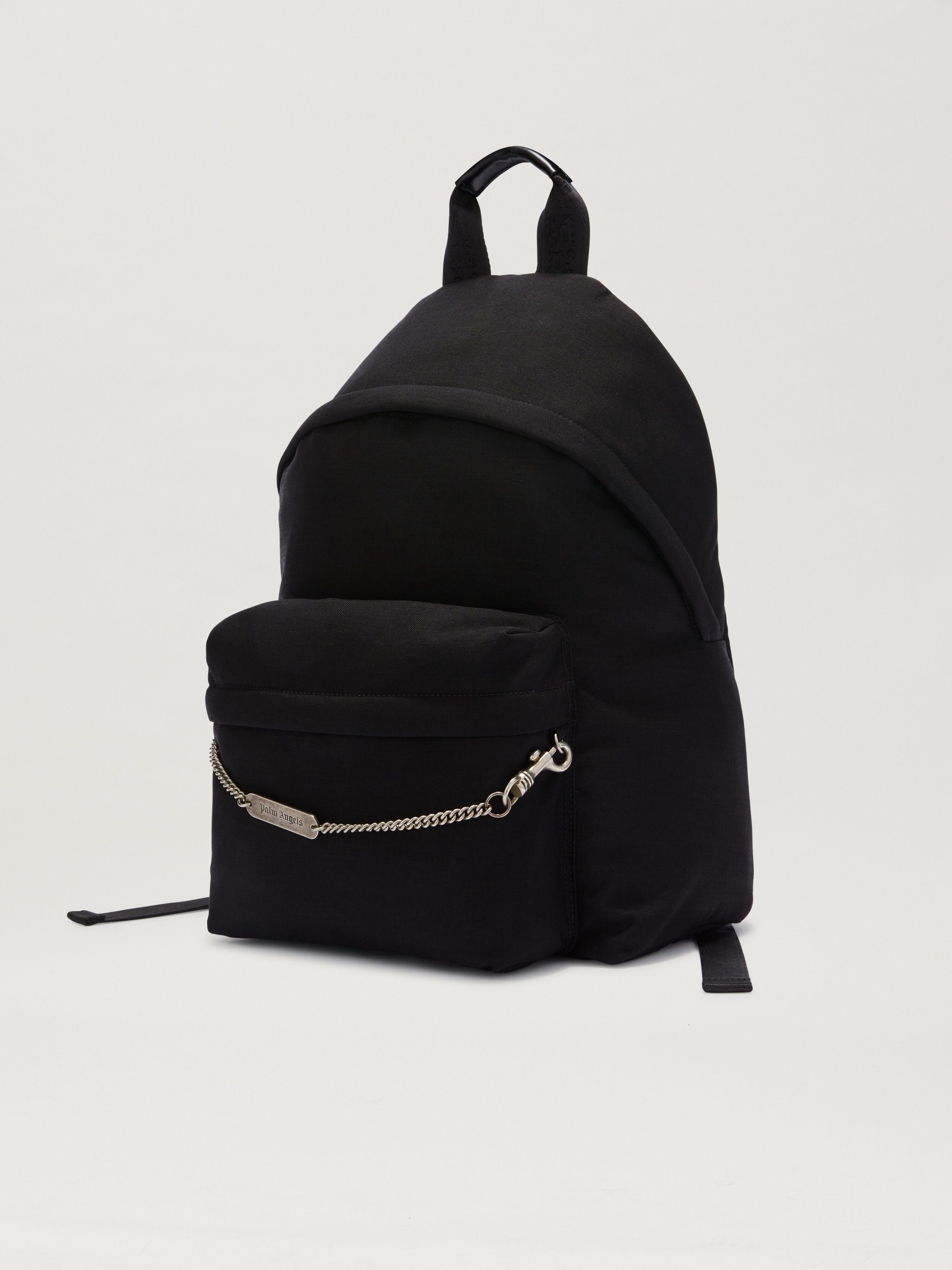 PALM ANGELS  Metallic Logo Plate Backpack BLACK PMNB026S25FAB001
