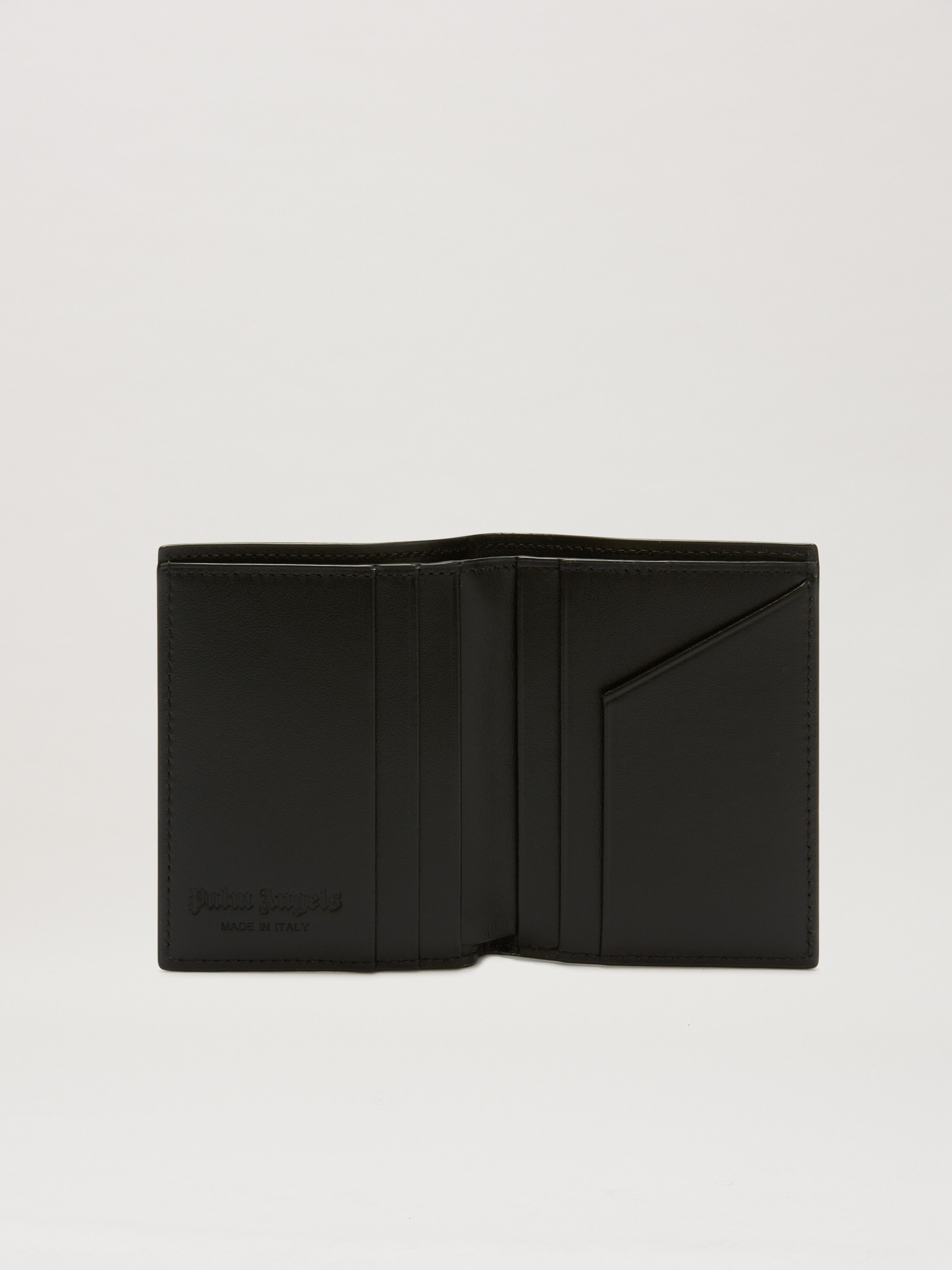 PALM ANGELS  Curved logo Leather Wallet NERO PMNC024S25FAB001