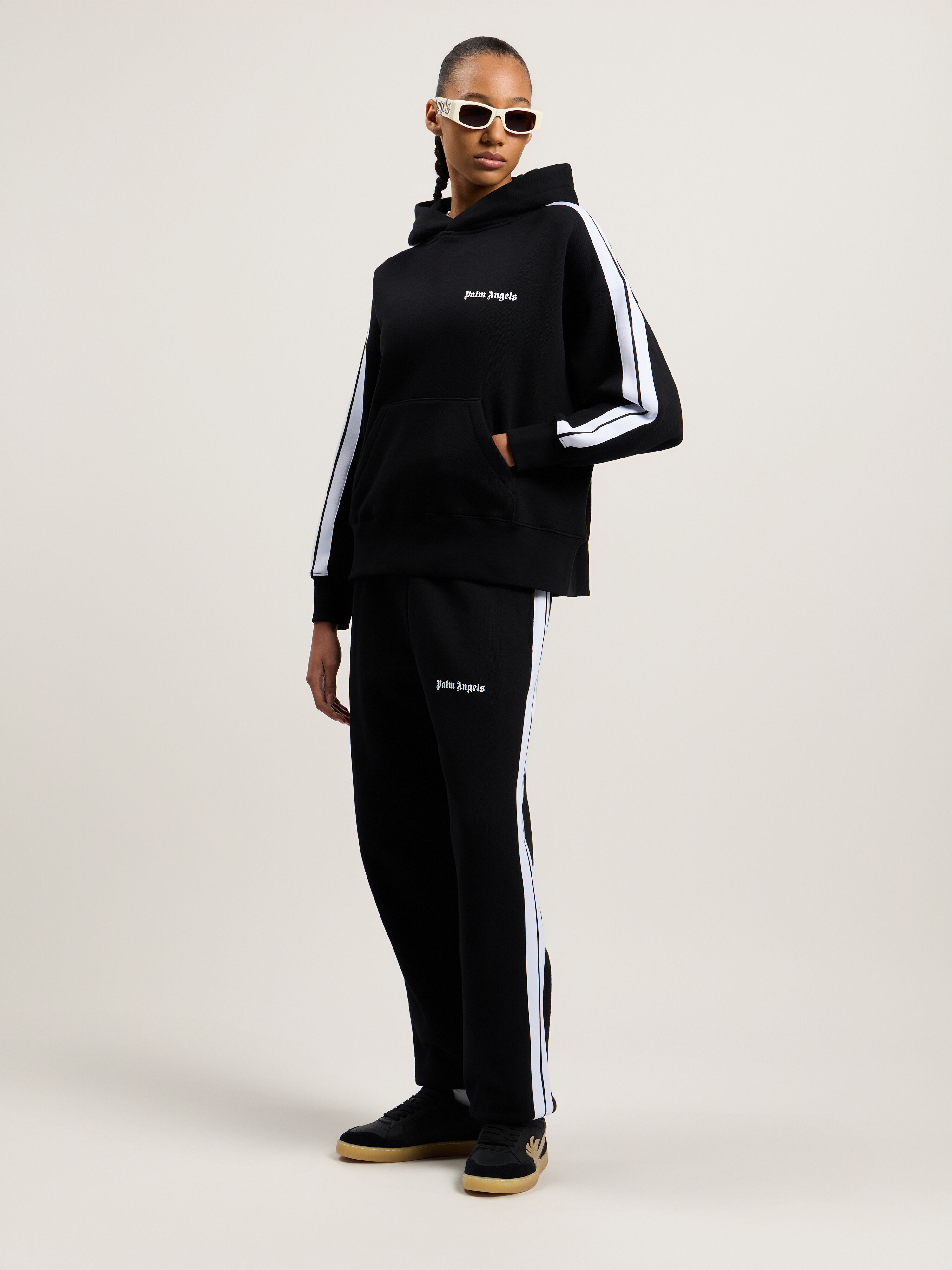 Track Hoodie in BLACK WHITE for Women | Palm Angels®