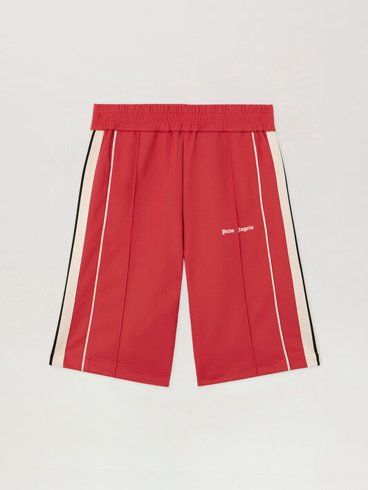 PALM ANGELS Classic Logo Vintage Track Shorts RED OFF WHITE PMCL00CS26FAB001