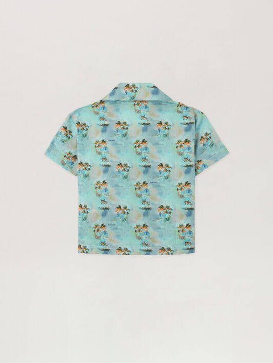 PALM ANGELS Aop Palms Bowling Shirt BLU BIMBO/ BABY BLUE PBGG002S26FAB001