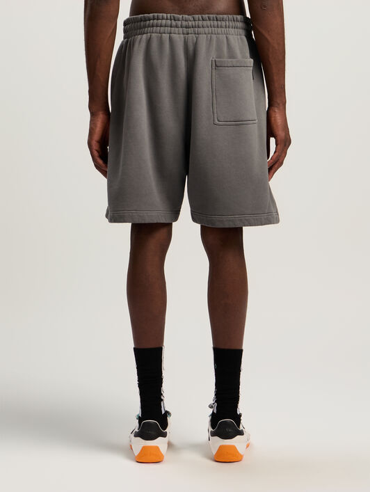 PALM ANGELS Waist Logo Sweatshort DARK GREY - OFF WHITE PMCI019F25FLE001