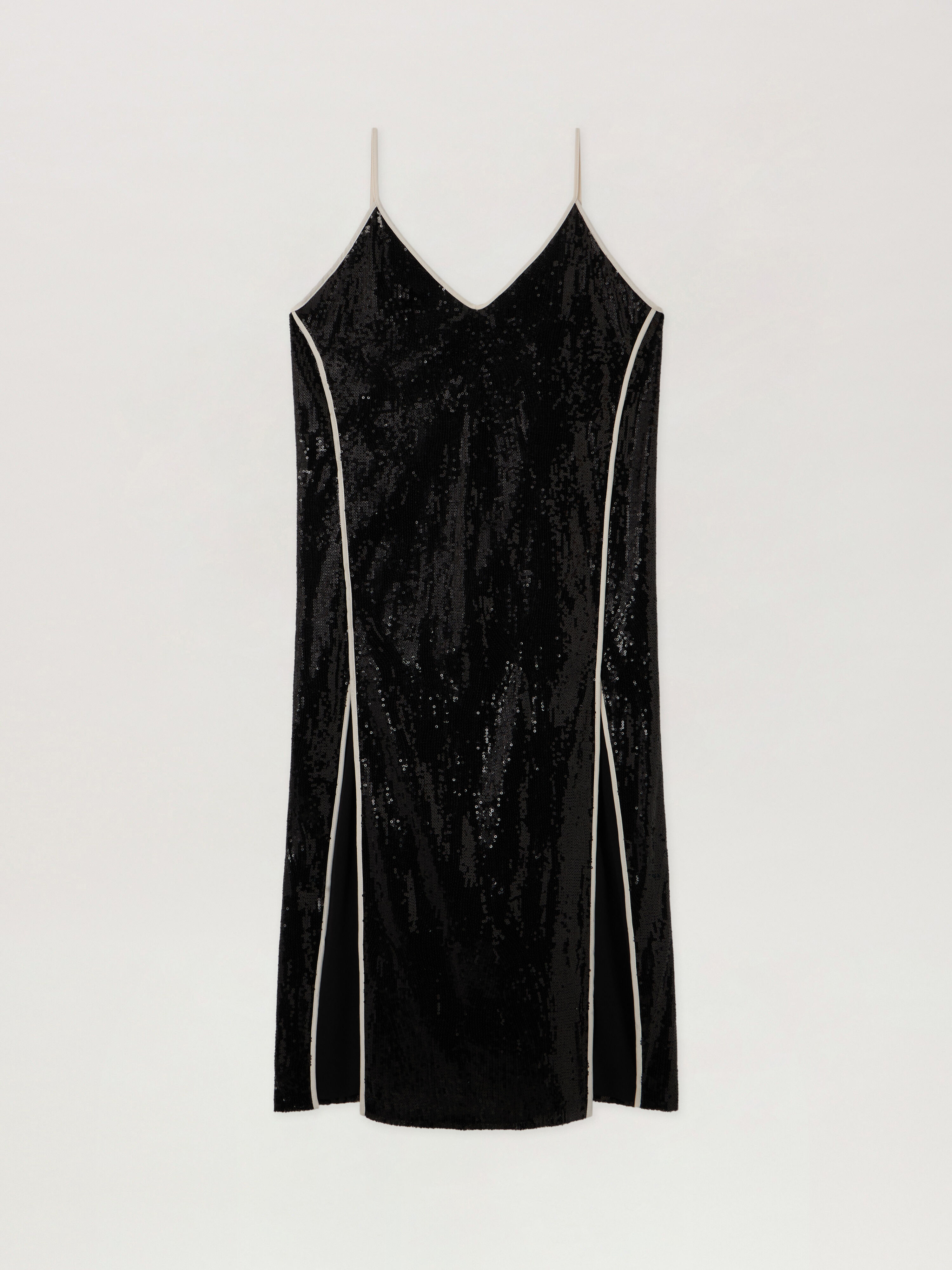 Curved Logo Sequin Slip Dress PALM ANGELS Curved Logo Sequin Slip Dress BLACK - OFF WHITE PWDJ009F25FAB001