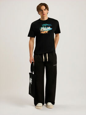 PALM ANGELS Palm Island Regular T-Shirt BLACK - MULTICOLOR PAMAA01F26JR04