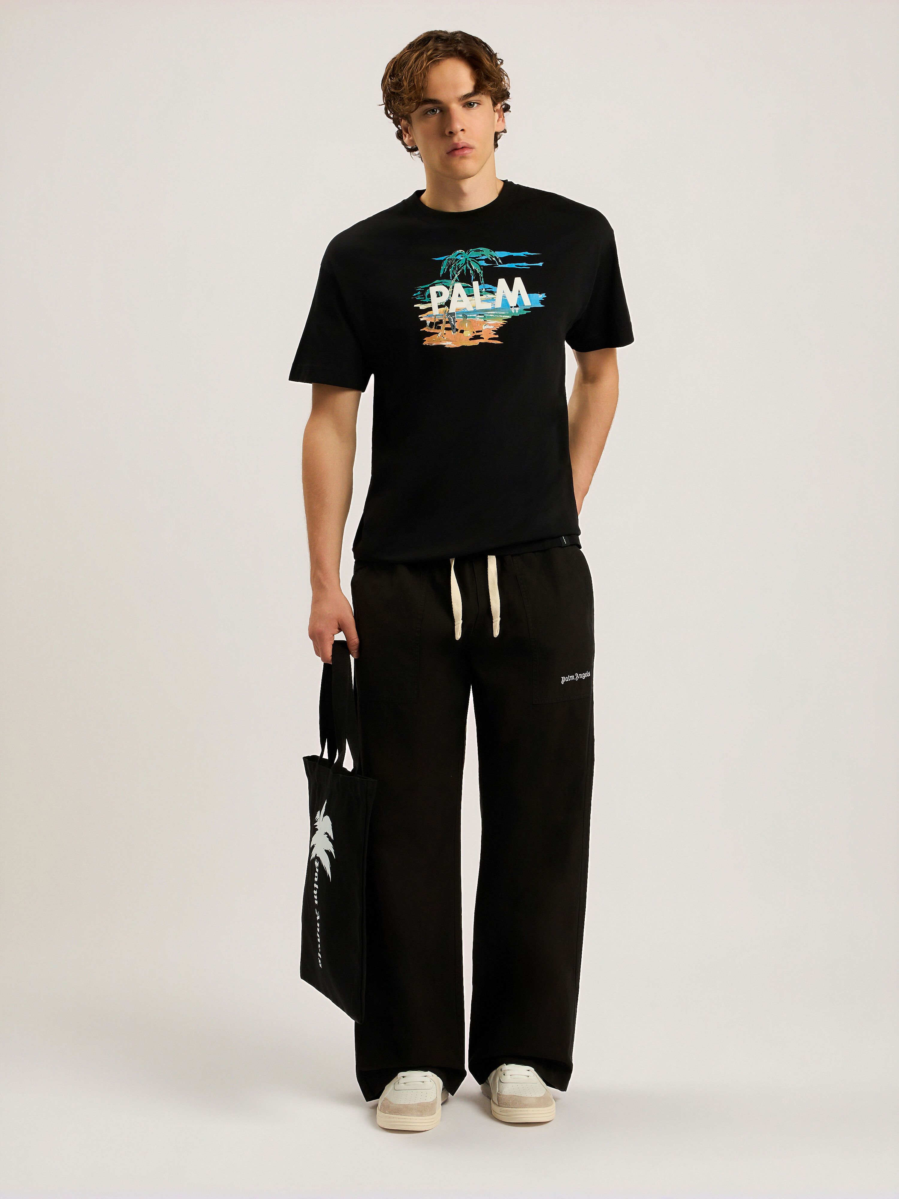 Palm Island Regular T-Shirt PALM ANGELS Palm Island Regular T-Shirt BLACK - MULTICOLOR PAMAA01F26JR04