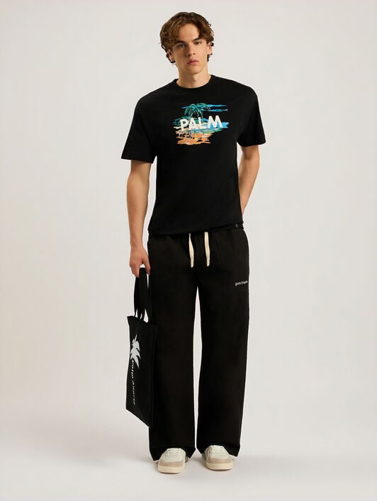 Palm Island Regular T-Shirt PALM ANGELS Palm Island Regular T-Shirt BLACK - MULTICOLOR PAMAA01F26JR04