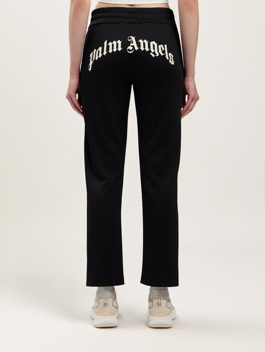 PALM ANGELS Back Curved Logo Track Pants BLACK OFF WHITE PWCJ036S26FAB001