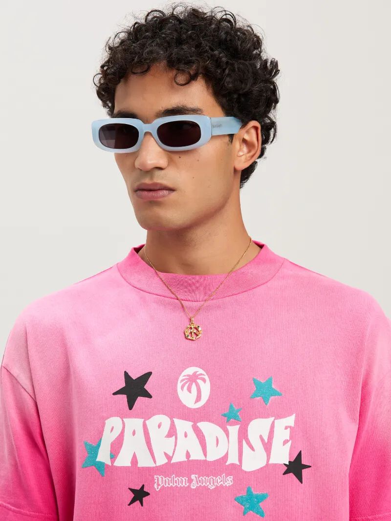 PALM ANGELS  Paradise T-Shirt FUCHSIA - OFF WHITE PMAA001S25JER001