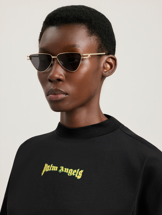 PALM ANGELS Fontana Black Lens Sunglasses SHINY GOLD PA2004760759