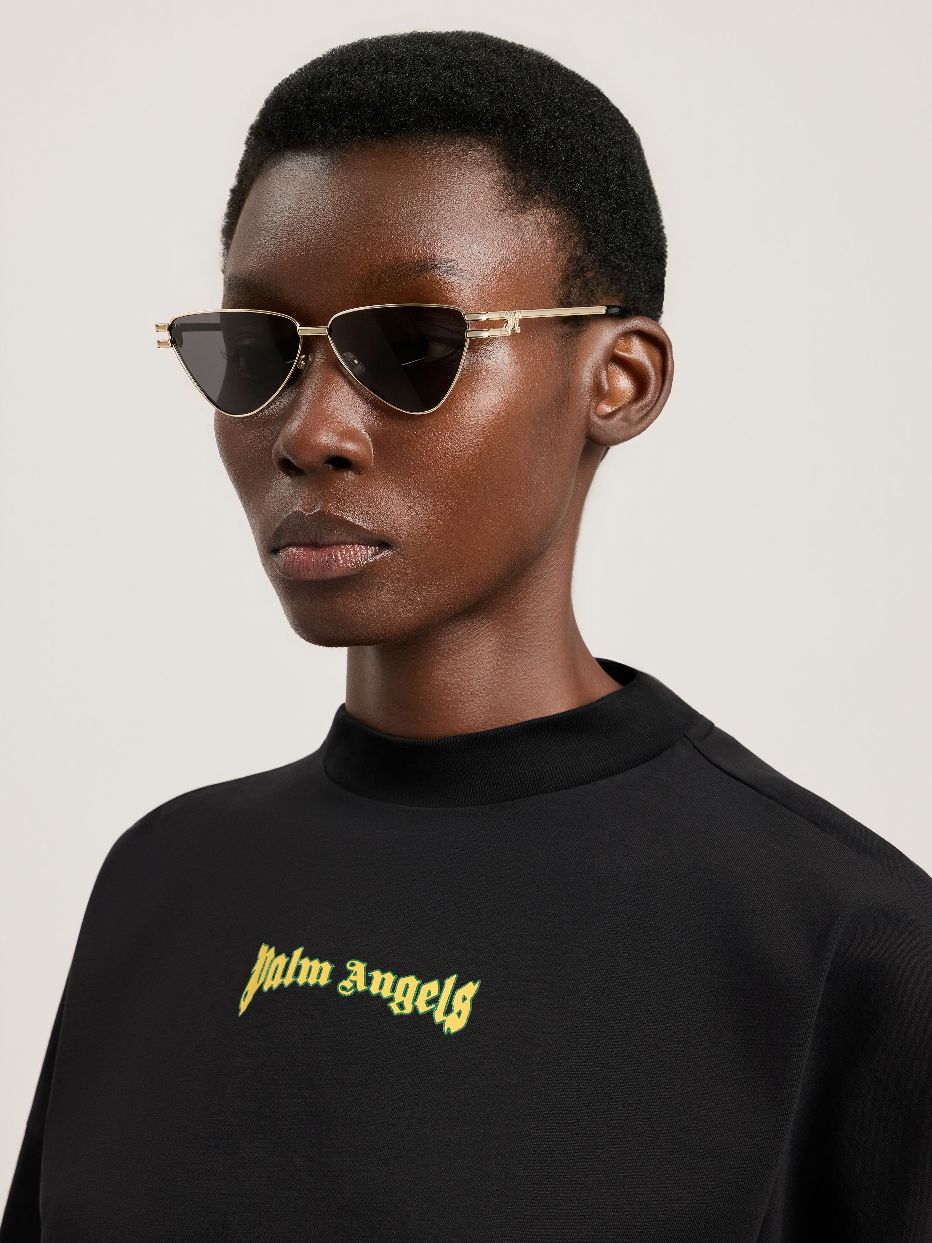 PALM ANGELS Fontana Black Lens Sunglasses SHINY GOLD PA2004760759