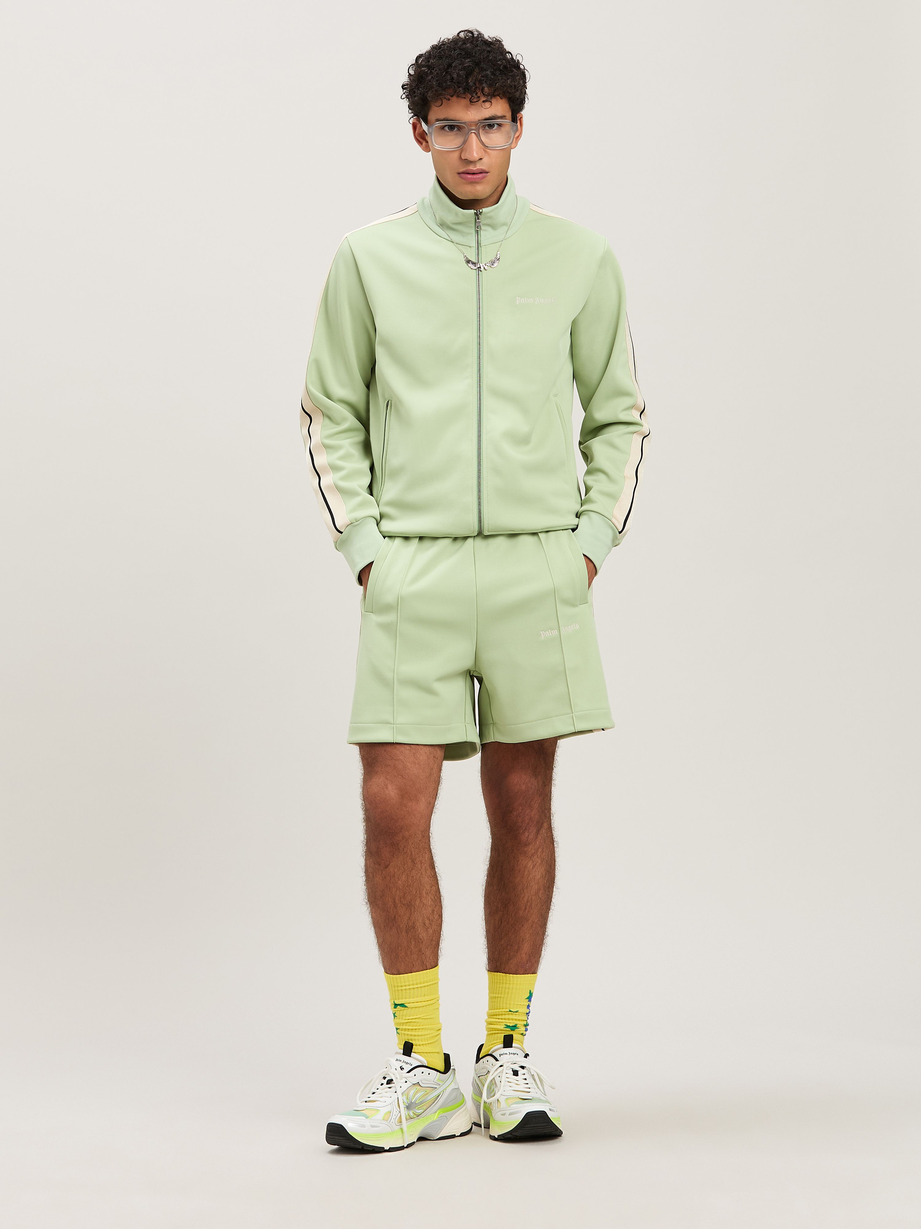 PALM ANGELS  Trainingsjacke mit eingesticktem Logo SAGE - OFF WHITE PMBD058S25FAB001