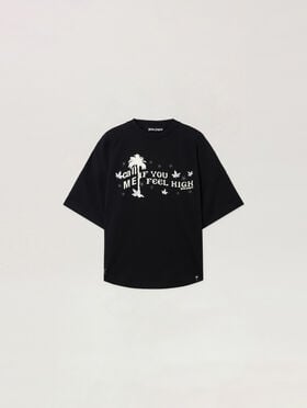 PALM ANGELS Feel High Oversized T-Shirt BLACK - OFF WHITE PAMAA05F26JR01
