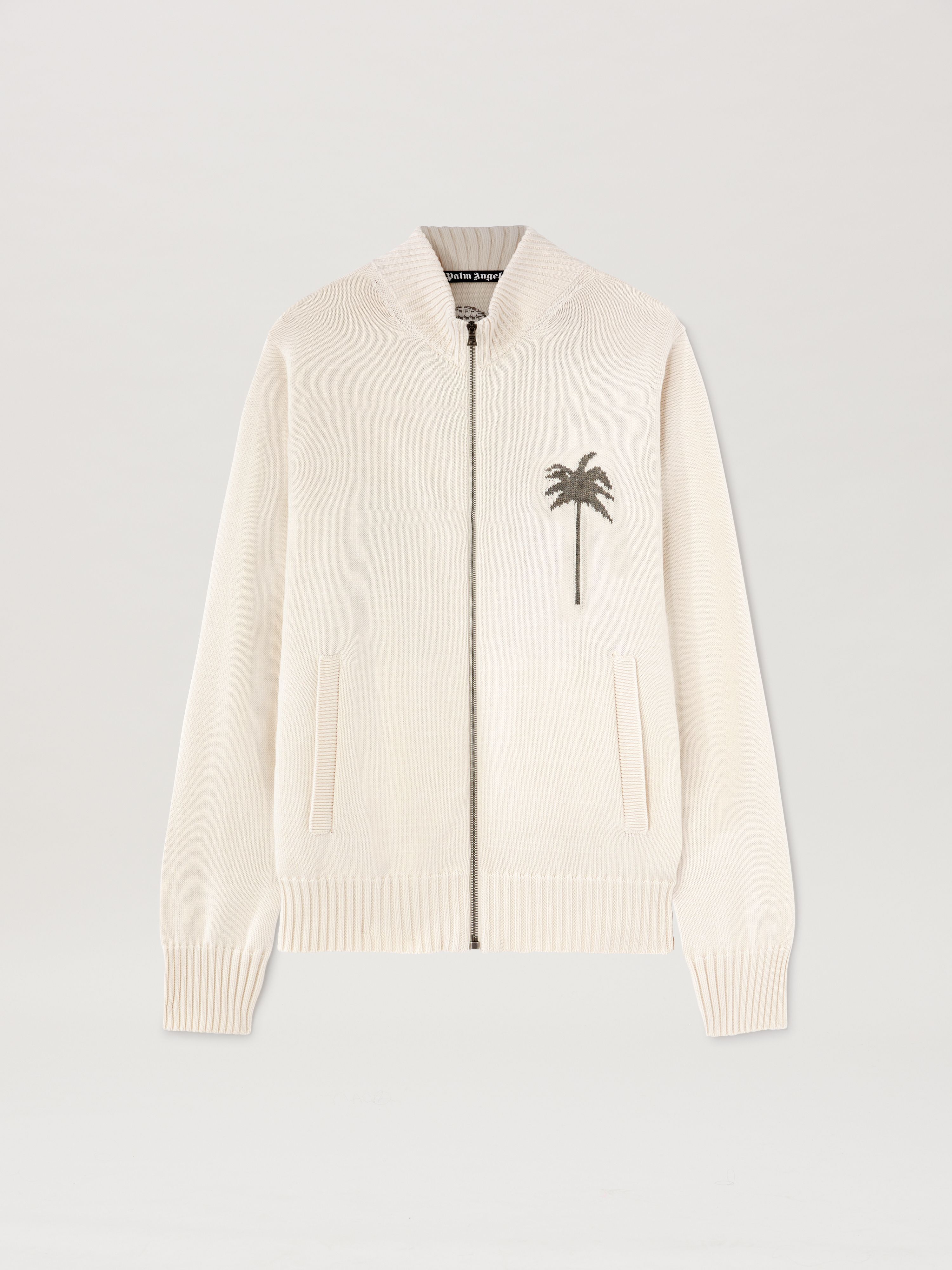 PALM ANGELS  Strickjacke mit Palme OFF WHITE - GREY MELANGE PMHA061S25KNI001