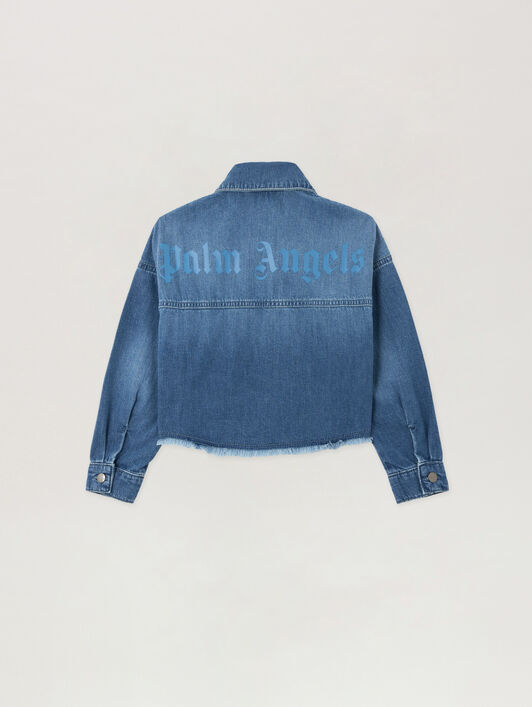 PALM ANGELS Chambray Overshirt Raw Edge CELESTE/LIGHT BLUE PGYD002S26DEN001