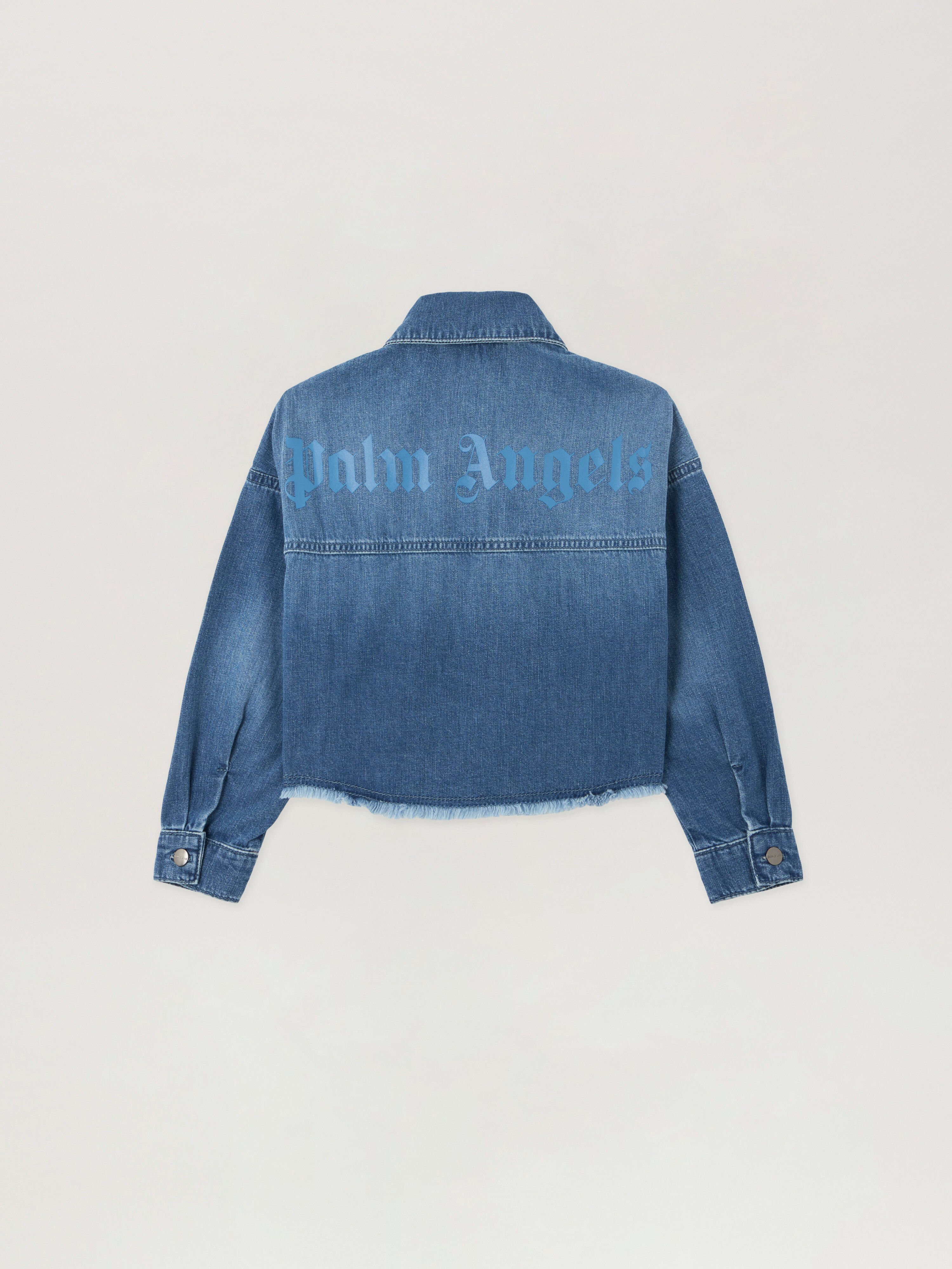 PALM ANGELS Chambray Overshirt Raw Edge CELESTE/LIGHT BLUE PGYD002S26DEN001