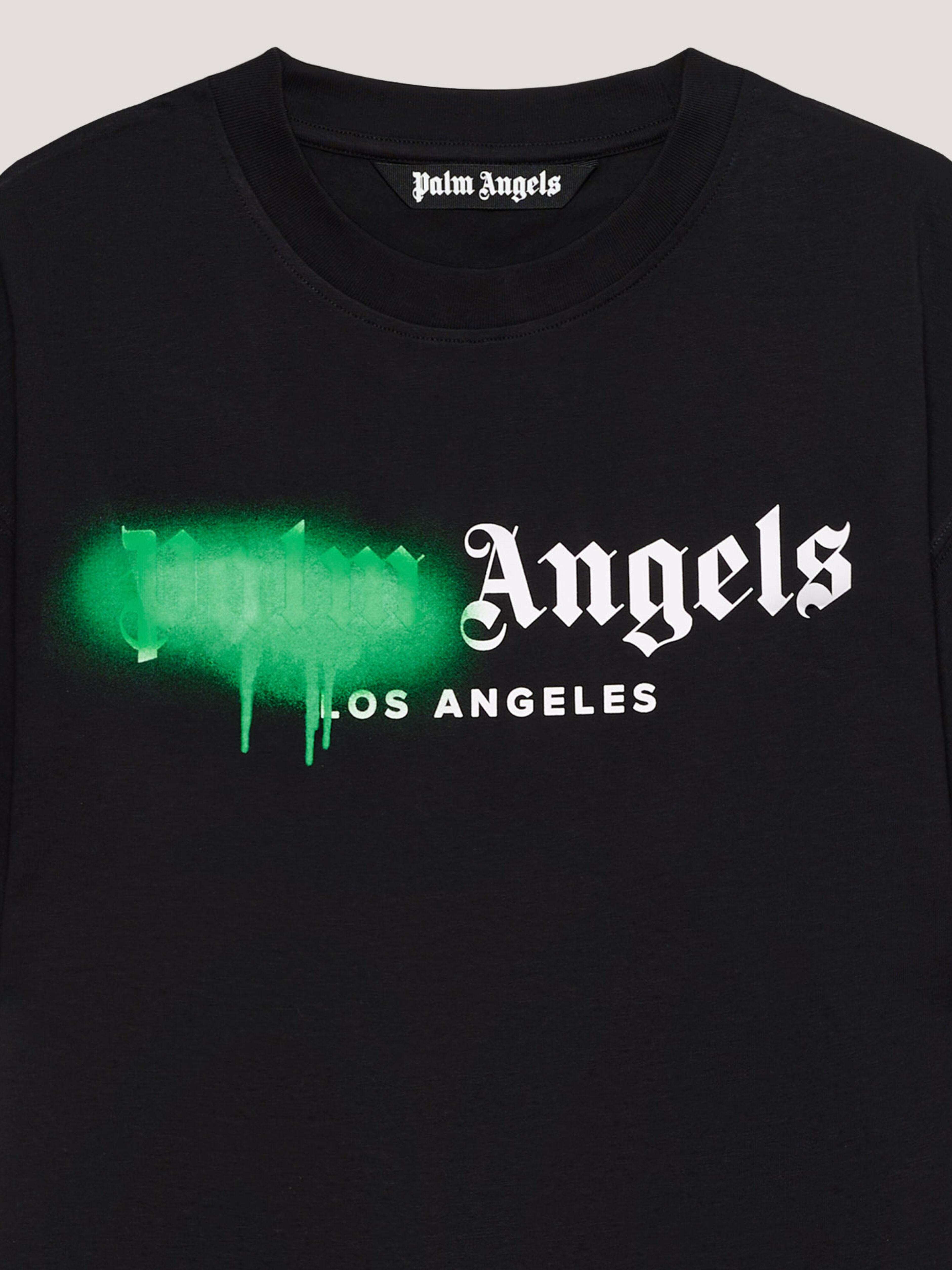 PALM ANGELS Spray City Los Angeles T-Shirt Black/Green PMAA109T26JER001