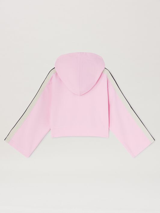 PALM ANGELS  Track cropped hoodie ROSE PINK BLACK PGBD007S25FLE001
