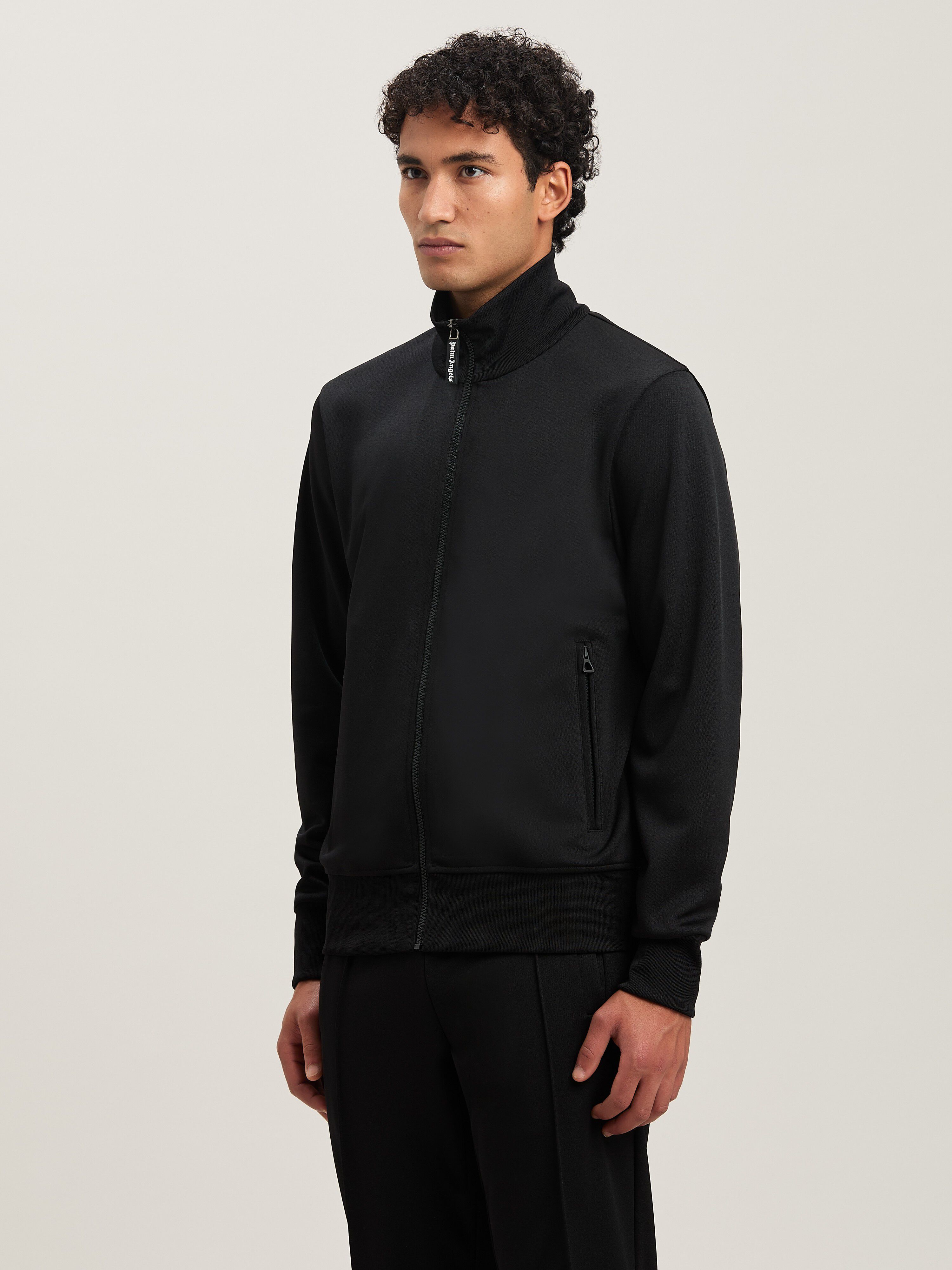 PALM ANGELS  Trainingsjacke mit geschwungenem Logo BLACK - OFF WHITE PMBD089S25FAB001
