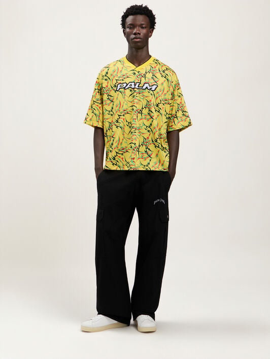 Tribal Allover Palm Sport T-Shirt PALM ANGELS Tribal Allover Palm Sport T-Shirt YELLOW OFF WHITE PMAA10NS26FAB001
