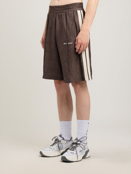 PALM ANGELS Classic Logo Track Shorts BROWN OFF WHITE PMCB05CS26FAB001