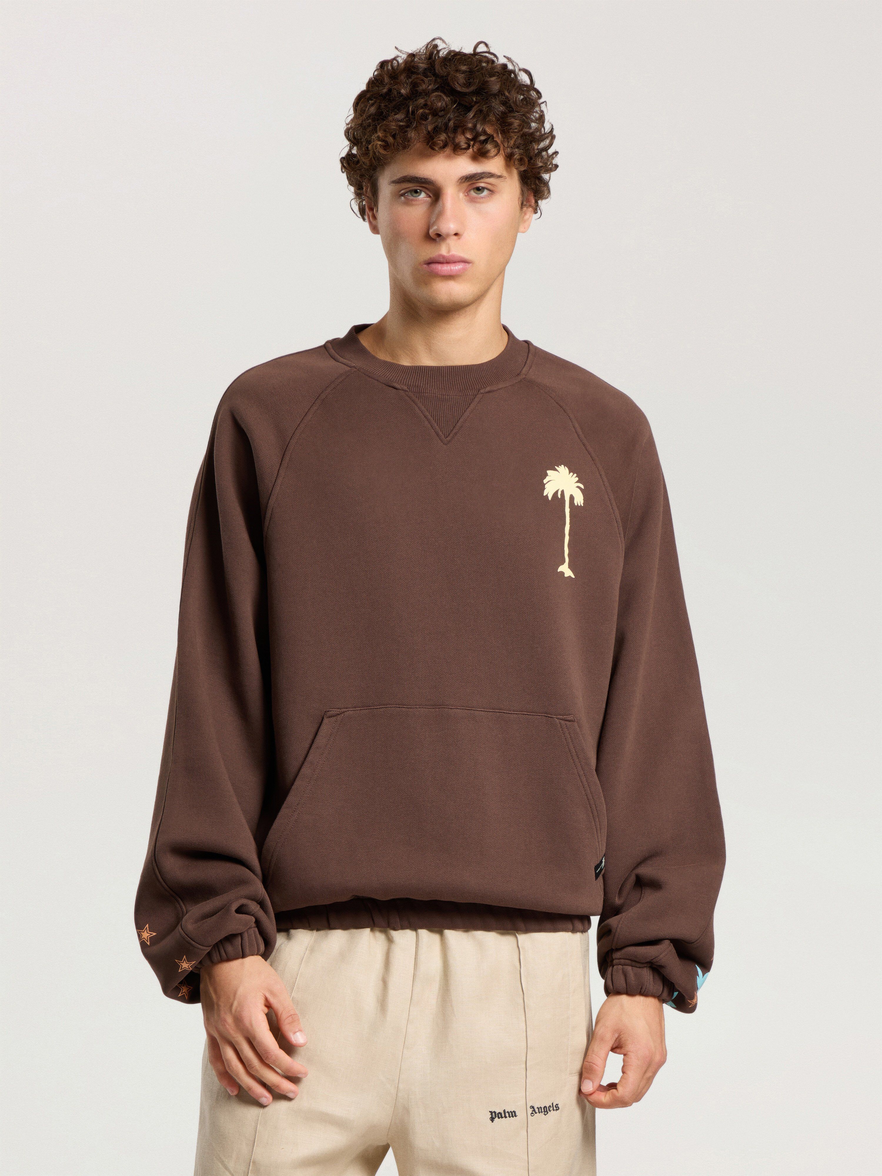 Feel High Regular Crewneck Sweatshirt PALM ANGELS Feel High Regular Crewneck Sweatshirt BROWN - MULTICOLOR PAMBA07F26FL01