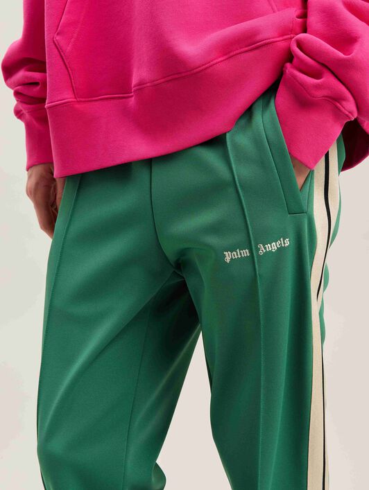 PALM ANGELS  Trainingshose mit gesticktem Logo FOREST GREEN - OFF WHITE PMCJ020S25FAB001
