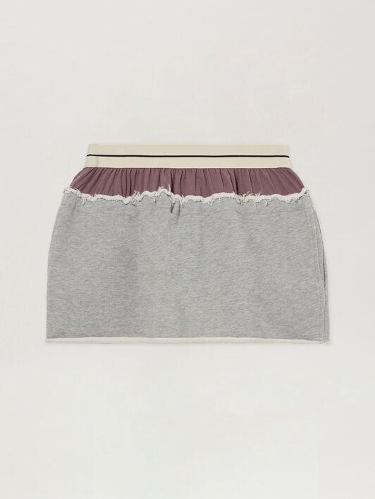 Classic Logo Double-Layered Skirt PALM ANGELS Classic Logo Double-Layered Skirt GREY MELANGE - MAUVE PAWCZ01F26FL01