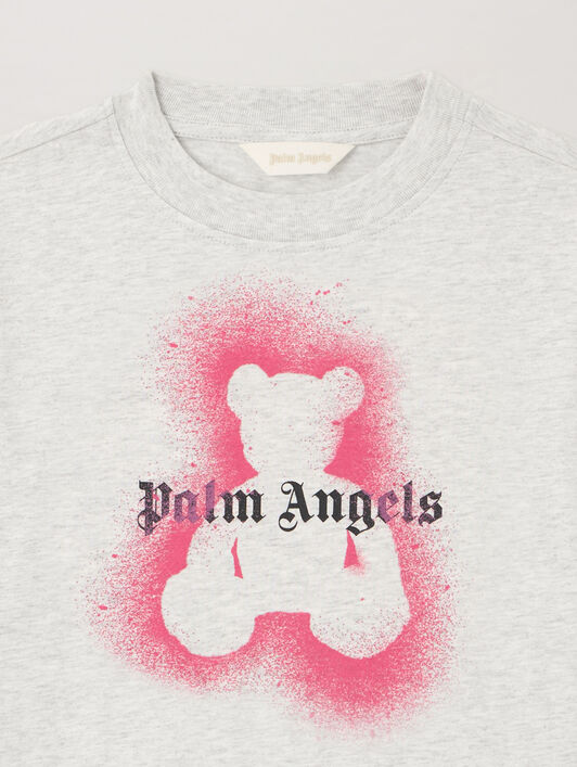 PALM ANGELS Spray Bear T-Shirt GRIGIO MELANGE/MELANGE GRAY PGAA002S26JER007