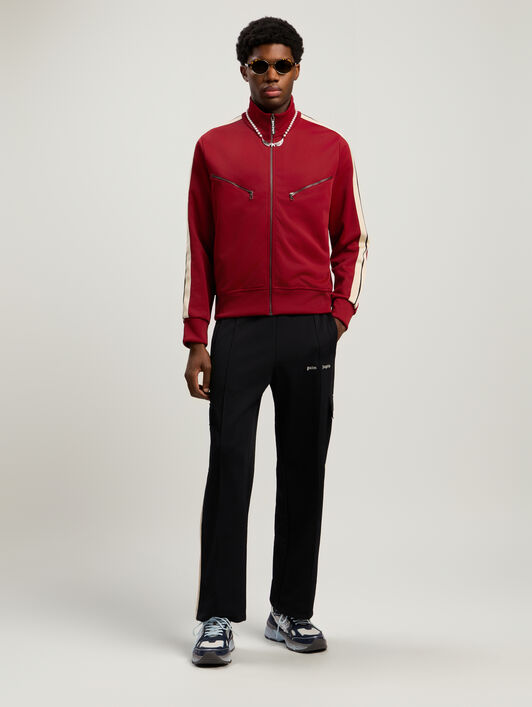 PALM ANGELS Curved Logo Zip-Up Track Jacket RED - OFF WHITE PMBD08HF25FAB001