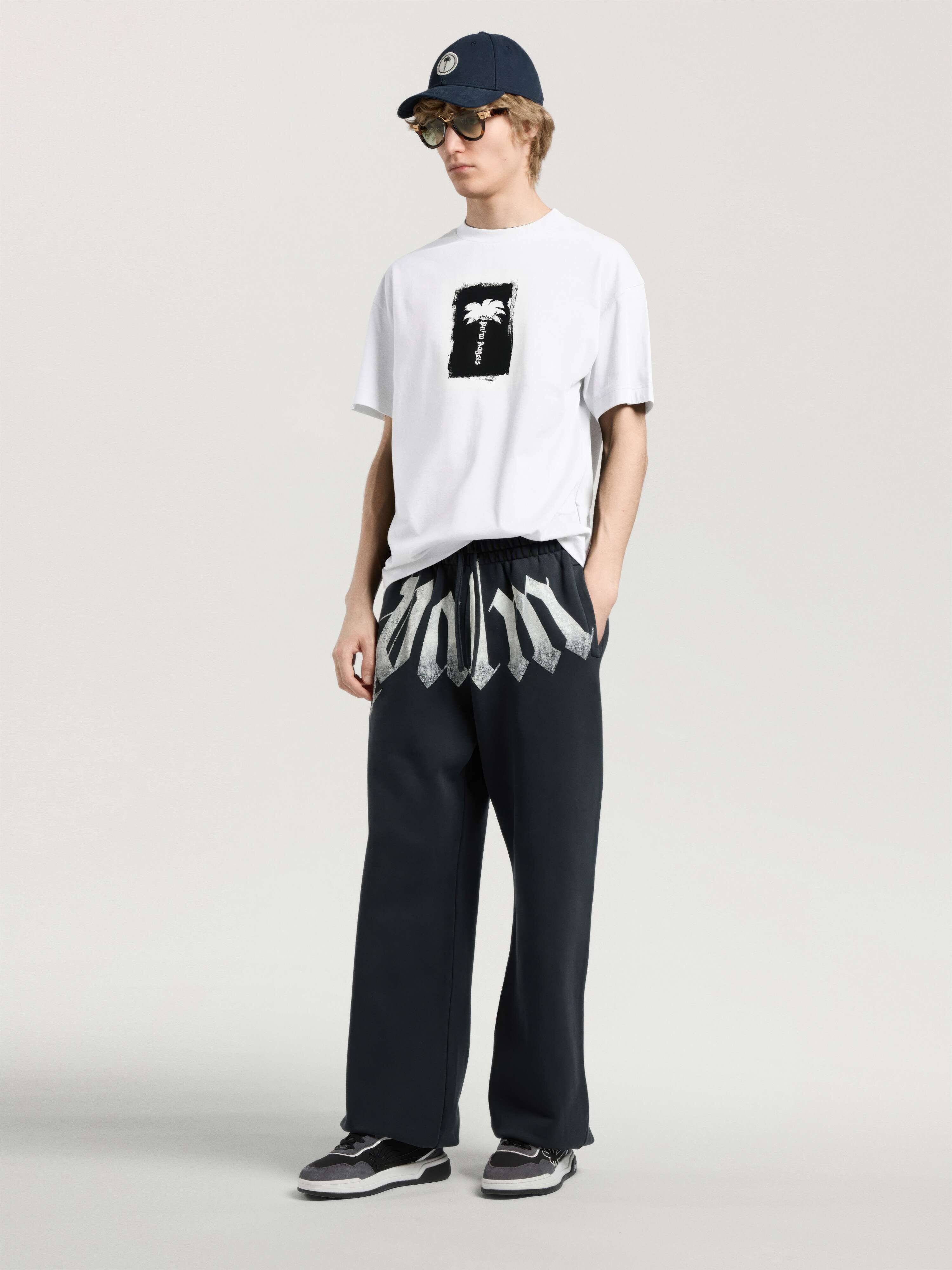 Brushed Palm Tree Regular T-Shirt PALM ANGELS Brushed Palm Tree Regular T-Shirt OFF WHITE - BLACK PAMAA01W26JR19