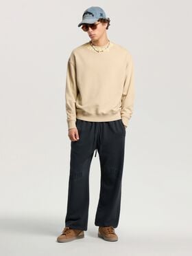 PALM ANGELS Neck Logo Regular Crew KAKI - LIGHT YELLOW PAMBA03F26FL01