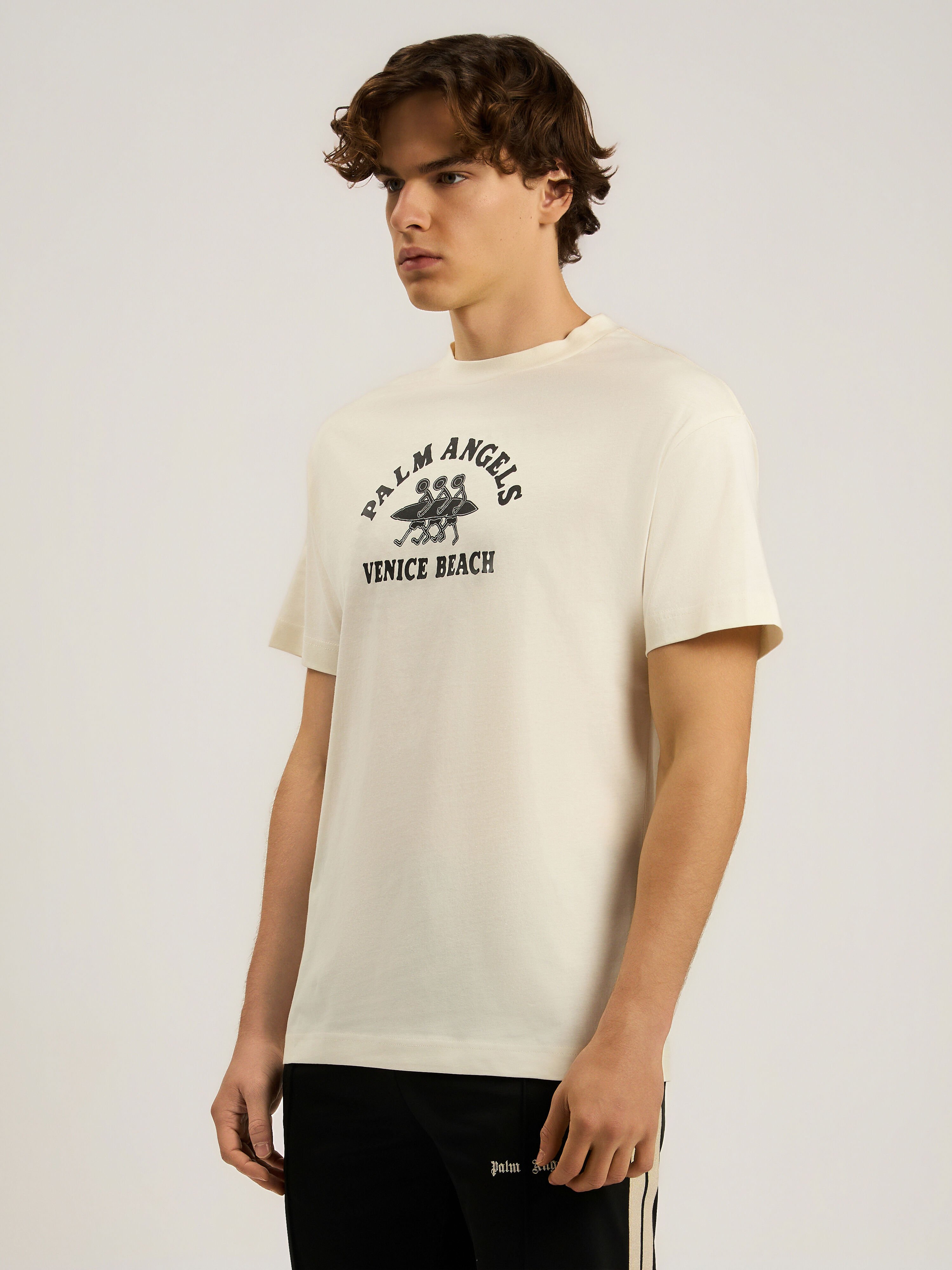 Surf Regular T-Shirt PALM ANGELS Surf Regular T-Shirt OFF WHITE - BLACK PAMAA01F26JR13