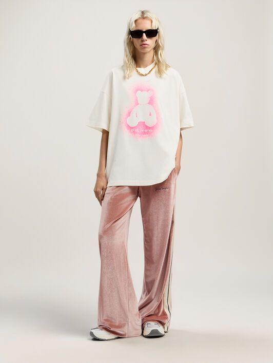 Spray Bear Loose T-Shirt PALM ANGELS Spray Bear Loose T-Shirt OFF WHITE - FUCHSIA FLUO PWAA07BF25JER005