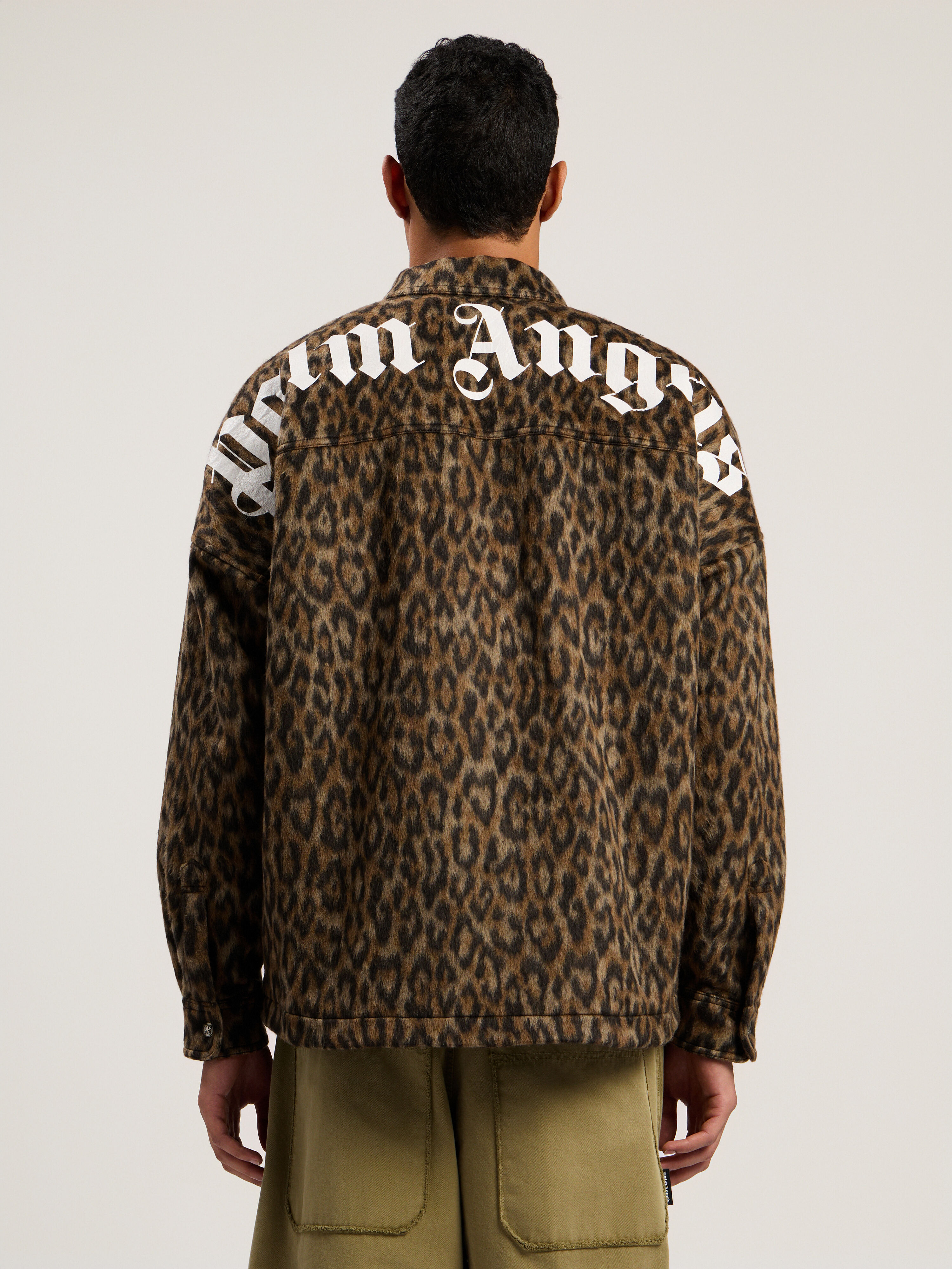 PALM ANGELS Classic Logo Animalier Oshirt BROWN - OFF WHITE PMES002F25FAB001